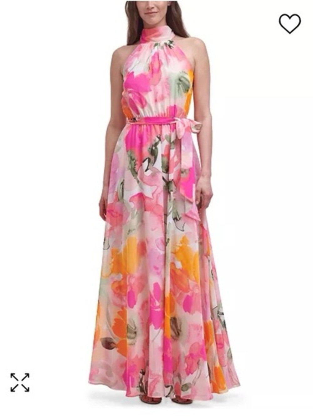 Eliza J Pink Watercolor Floral Halter Maxi Dress